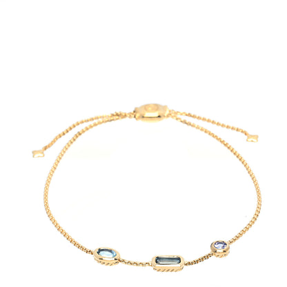 David Yurman 18K Yellow Gold Hampton Blue Topaz Aquamarine Tanzanite Novella Chain Bracelet 1 of 3