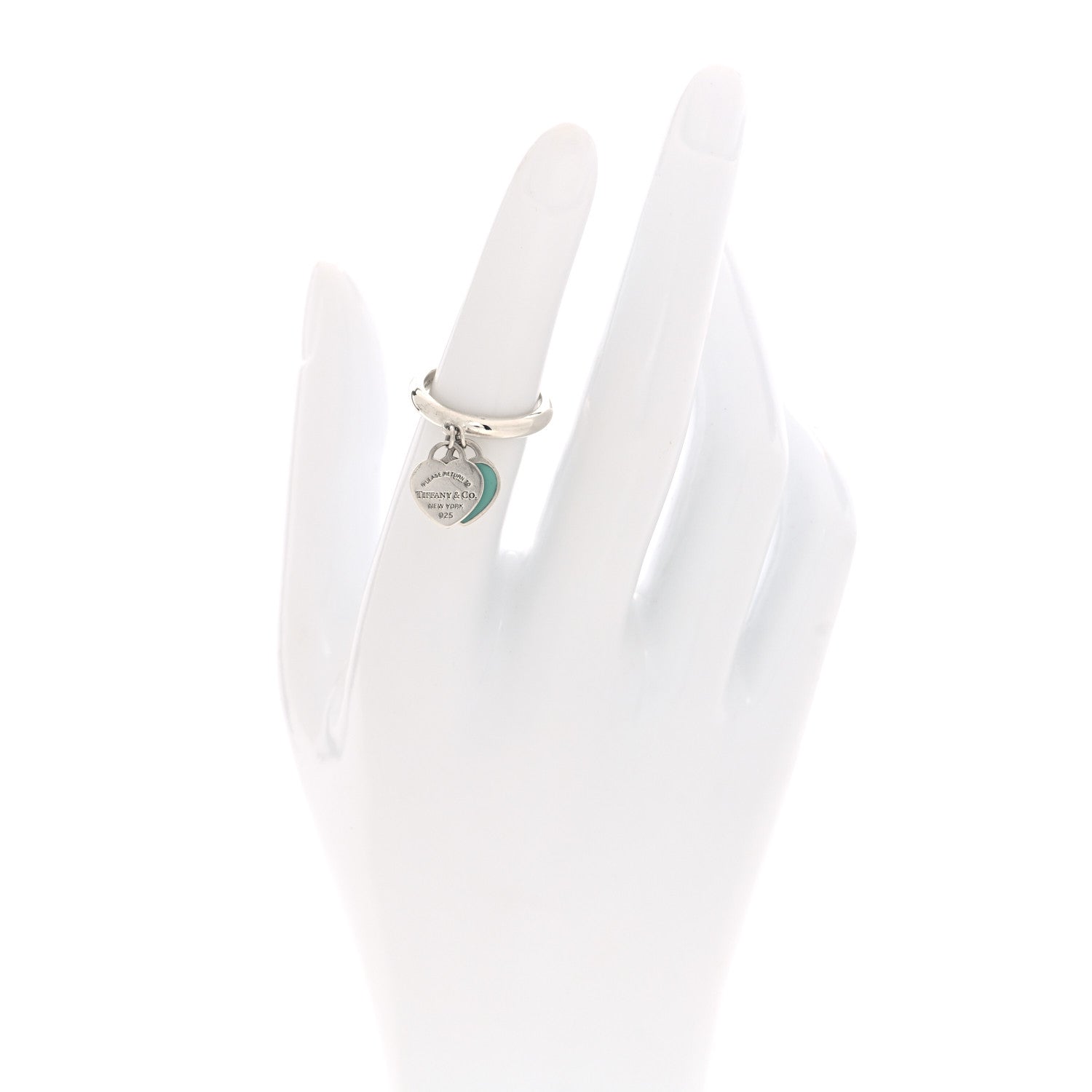 Tiffany Sterling Silver Enamel Return to Tiffany Double Heart Ring 50 5.5 Blue 2 of 4
