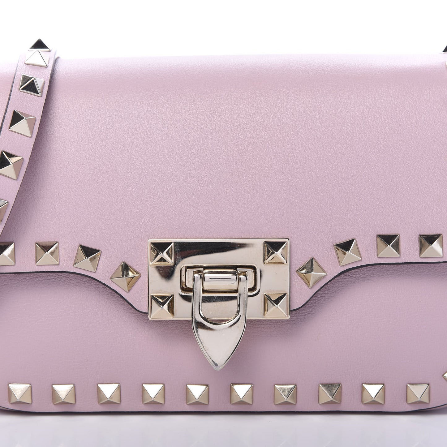 Vitello Mini Rockstud Flap Saddle Crossbody Bag Water Rose