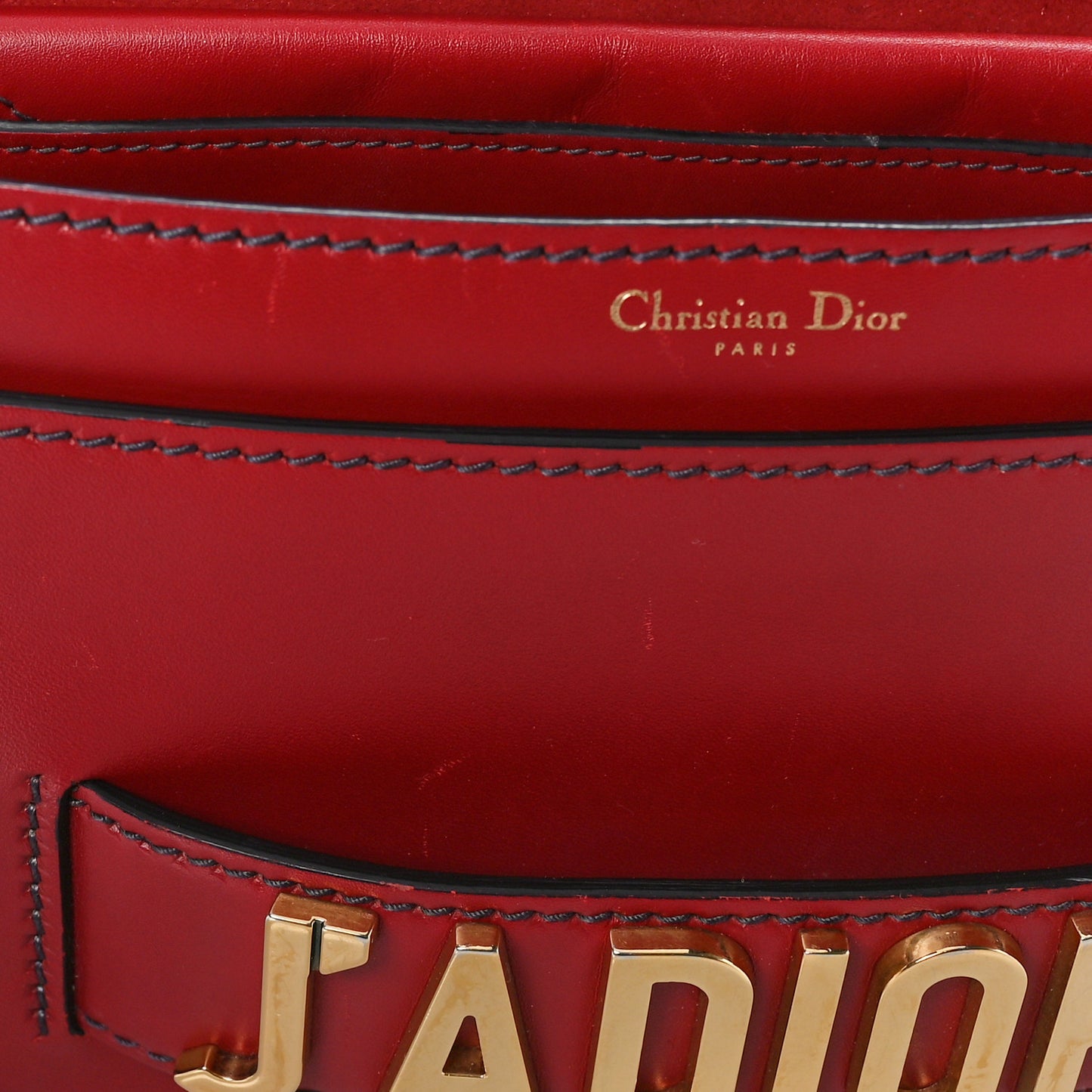 Calfskin J'Adior Chain Flap Bag Red