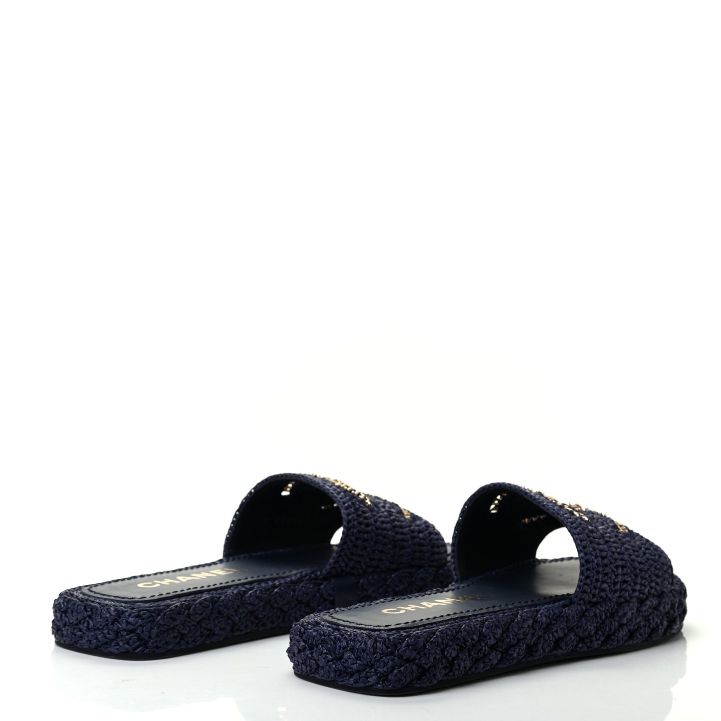 Braided Cord CC Mules 38 Navy Blue