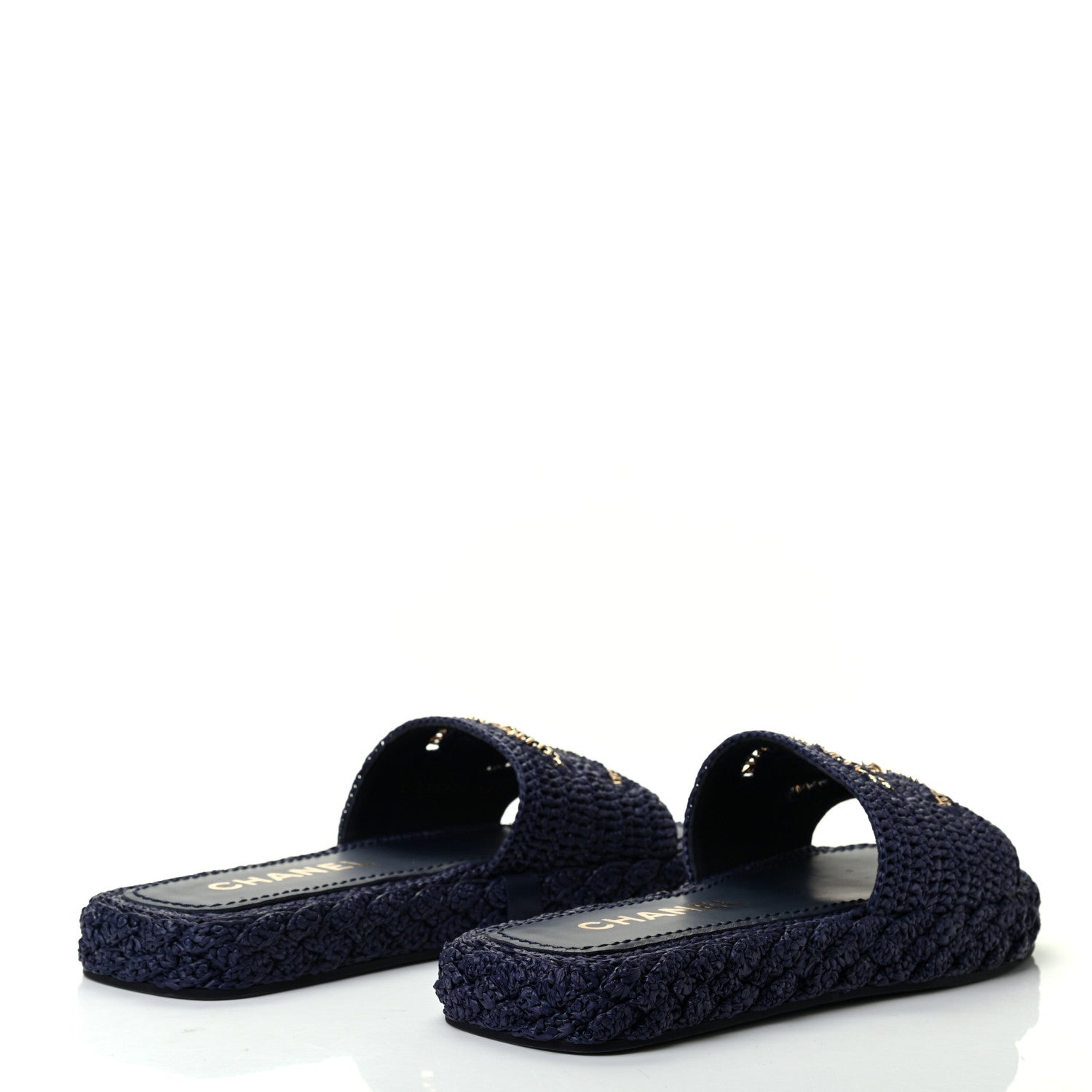 Chanel Braided Cord CC Mules 38 Navy Blue 4 of 9
