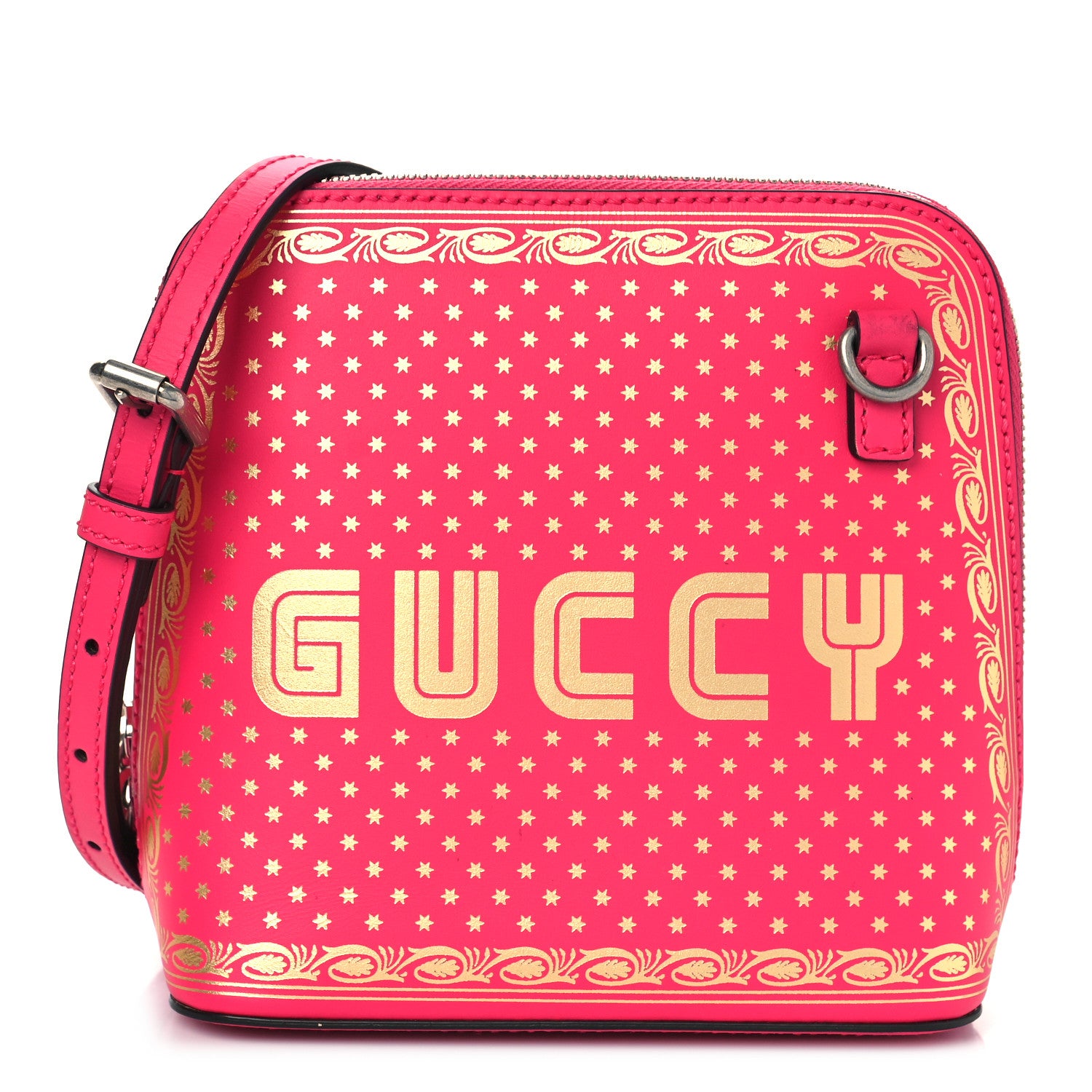 Gucci X SEGA Calfskin GUCCY Stars Mini Dome Shoulder Bag Violet Fuxia Gold 1 of 8