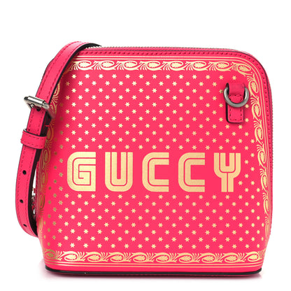 Gucci X SEGA Calfskin GUCCY Stars Mini Dome Shoulder Bag Violet Fuxia Gold 1 of 8