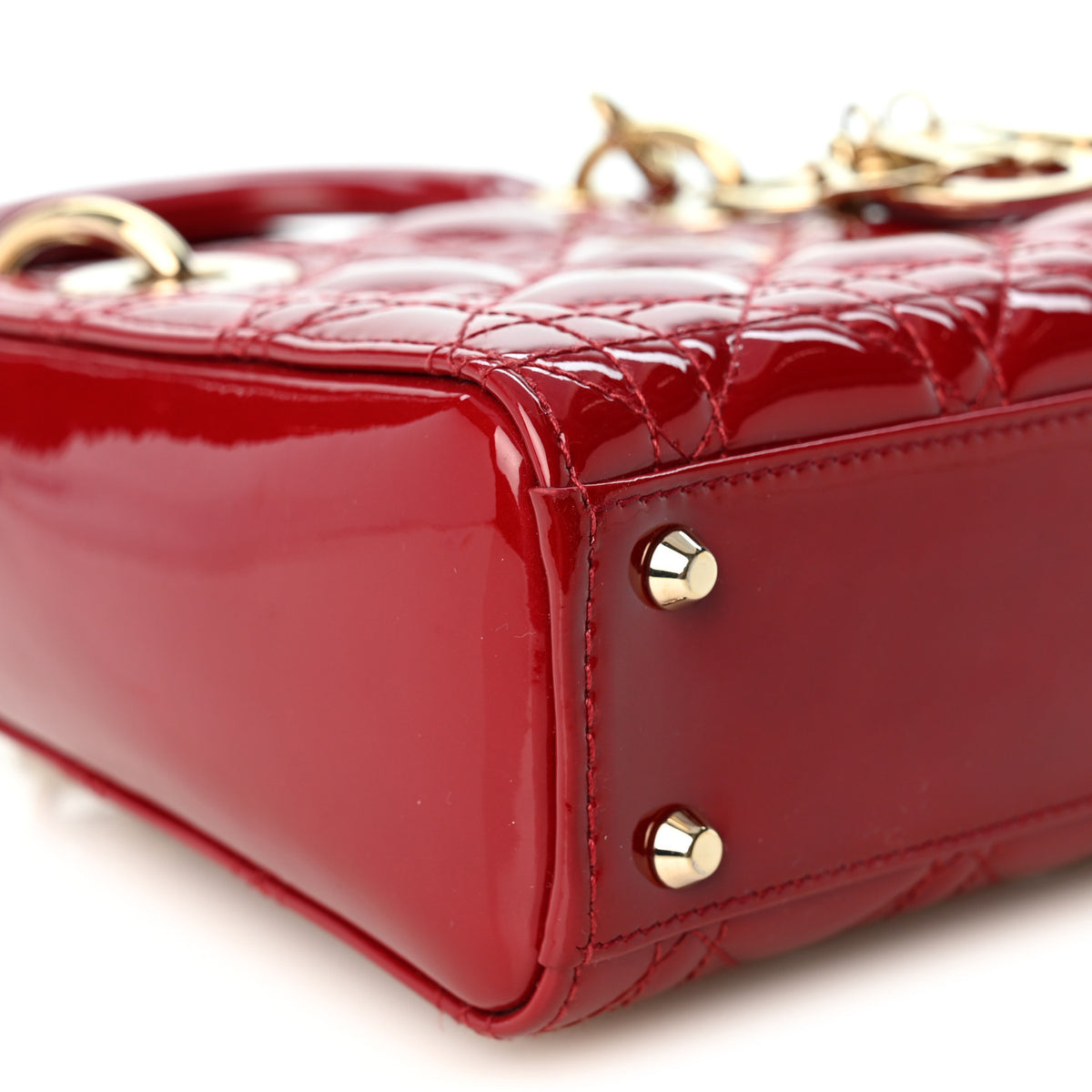 Christian Dior Patent Cannage Mini Lady Dior Red 9 of 10