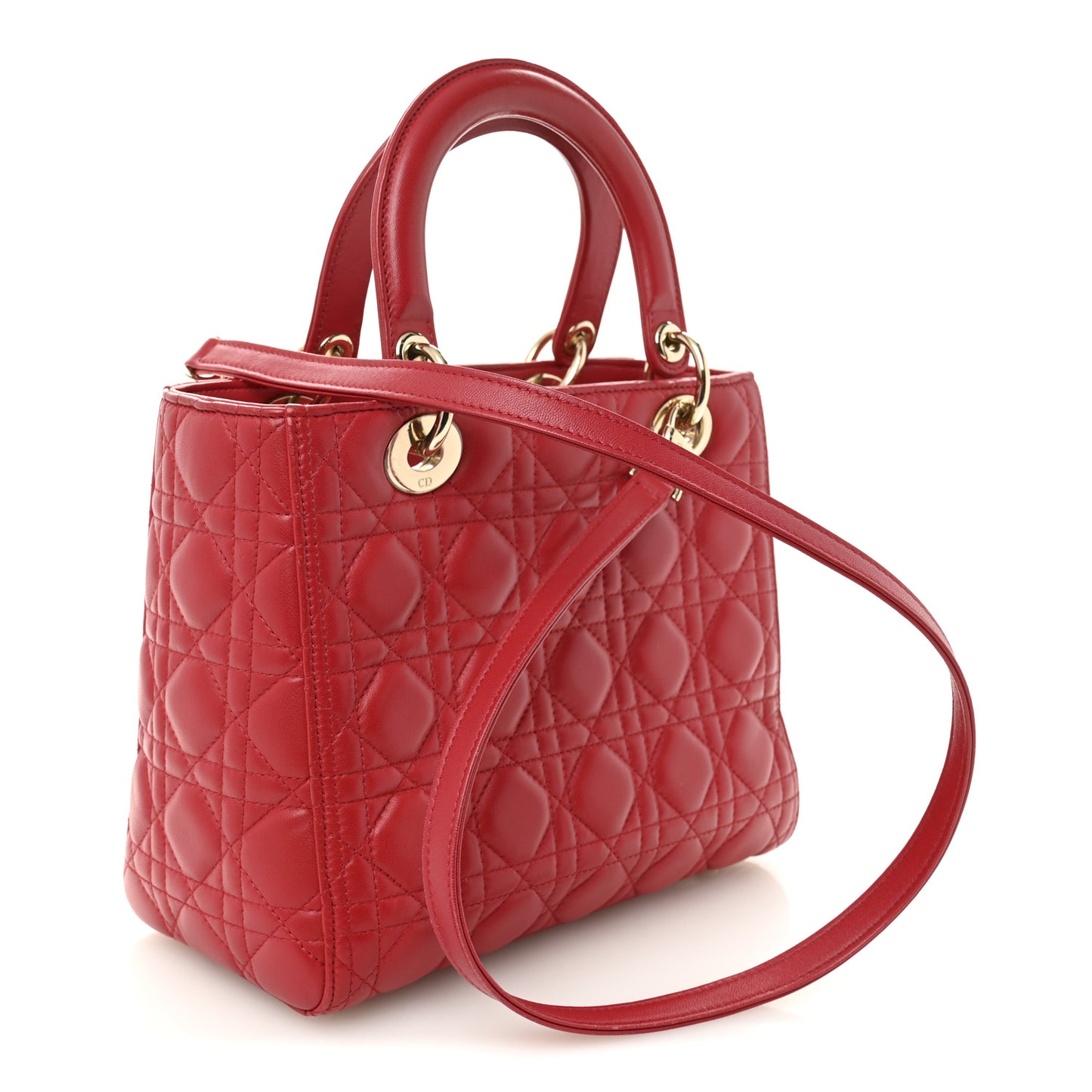 Lambskin Cannage Medium Lady Dior Red
