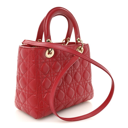 Christian Dior Lambskin Cannage Medium Lady Dior Red 3 of 10