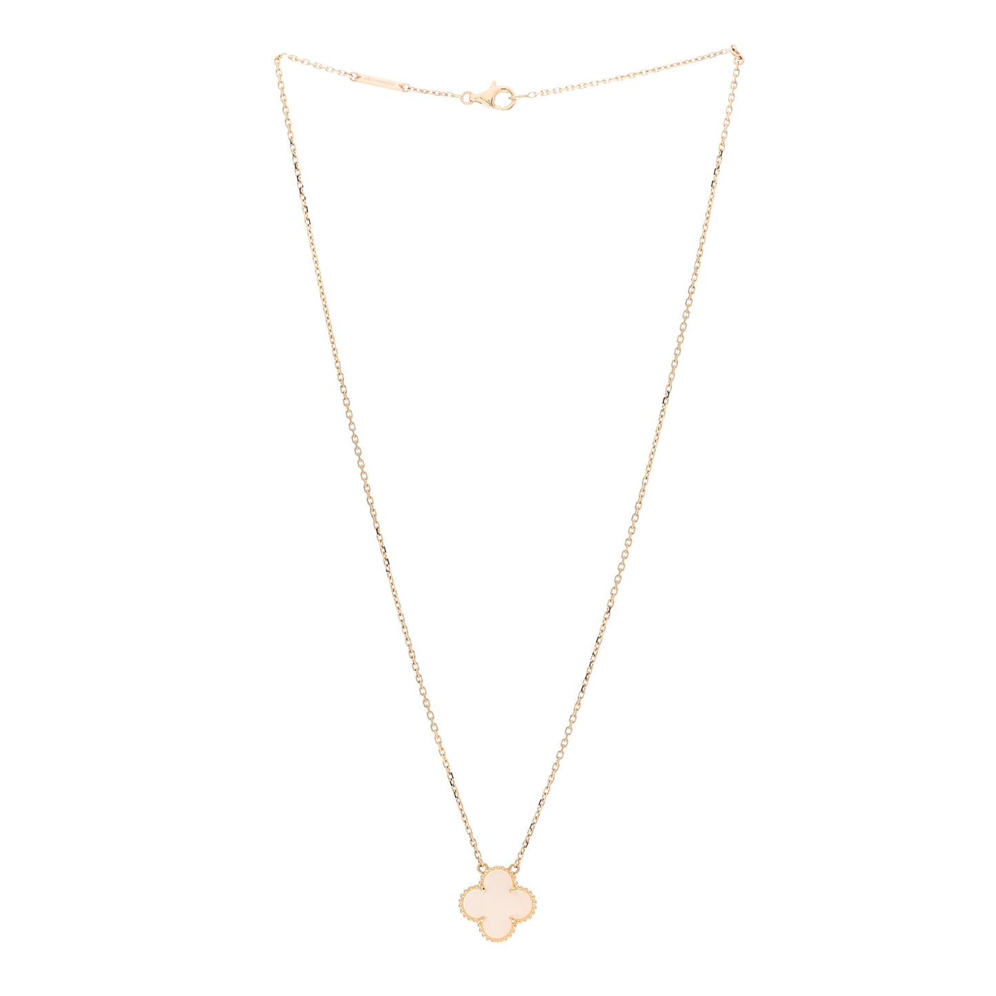 18K Yellow Gold Mother of Pearl Vintage Alhambra Pendant Necklace