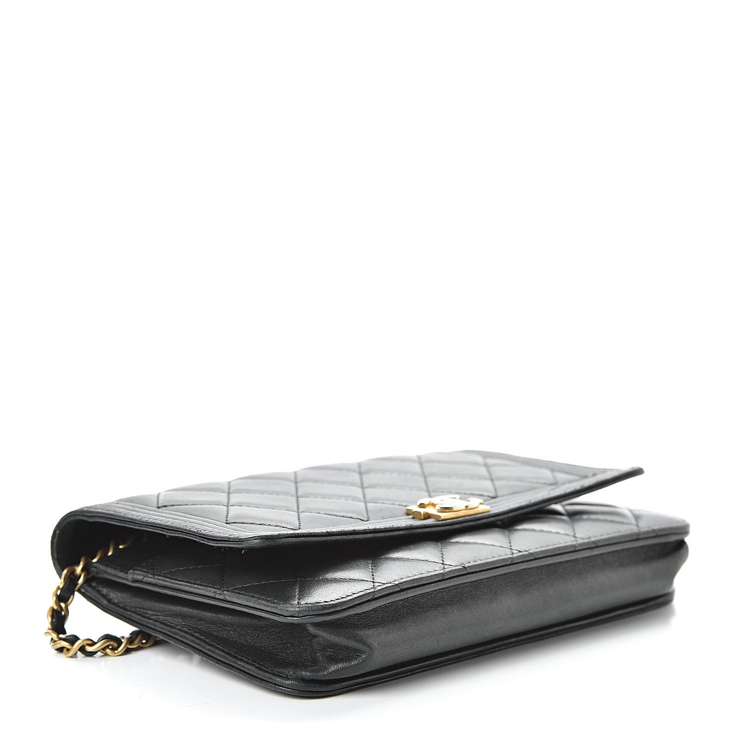 Lambskin Quilted Boy Wallet On Chain WOC Black