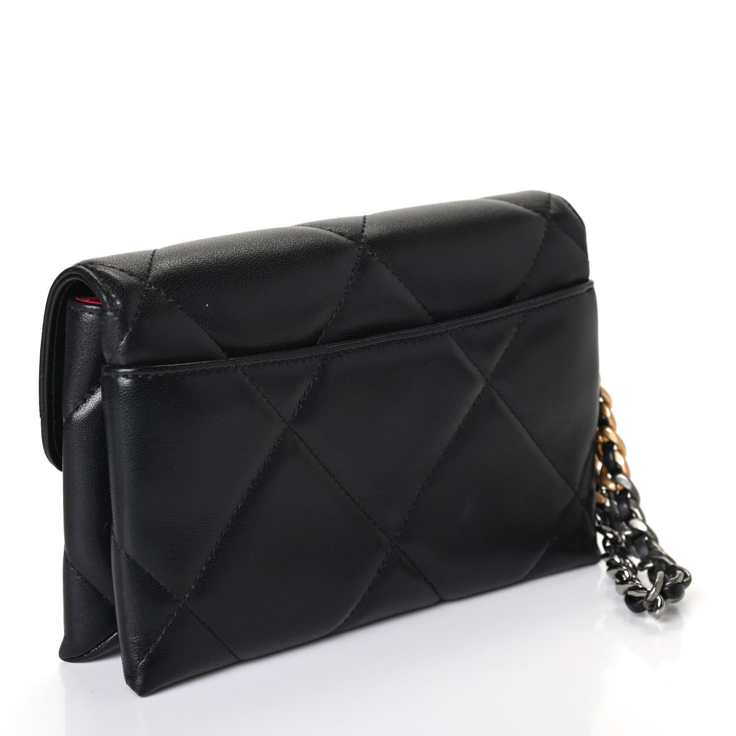 Chanel Lambskin Quilted Chanel 19 Flap Clutch Black 2 of 4