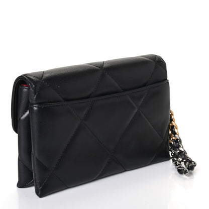 Chanel Lambskin Quilted Chanel 19 Flap Clutch Black 2 of 4