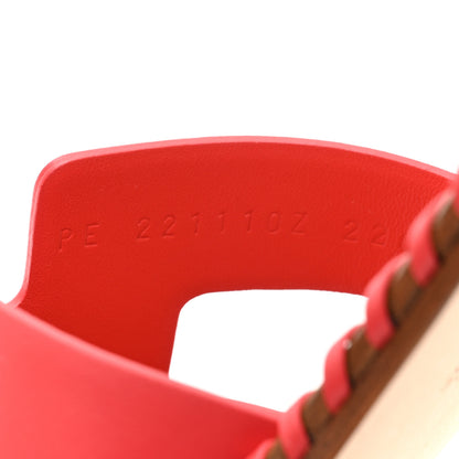 Hermes Box Calfskin Braided Oran Sandals 39 Rouge Grenadine 8 of 9