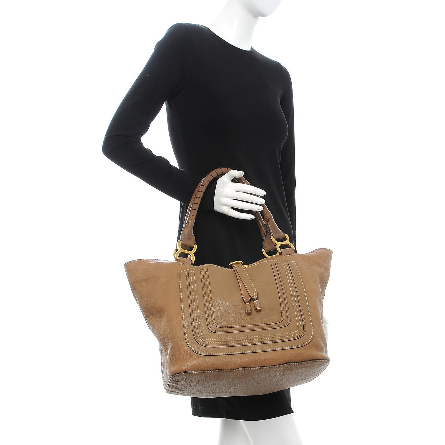 Calfskin Large New Marcie Tote Nut