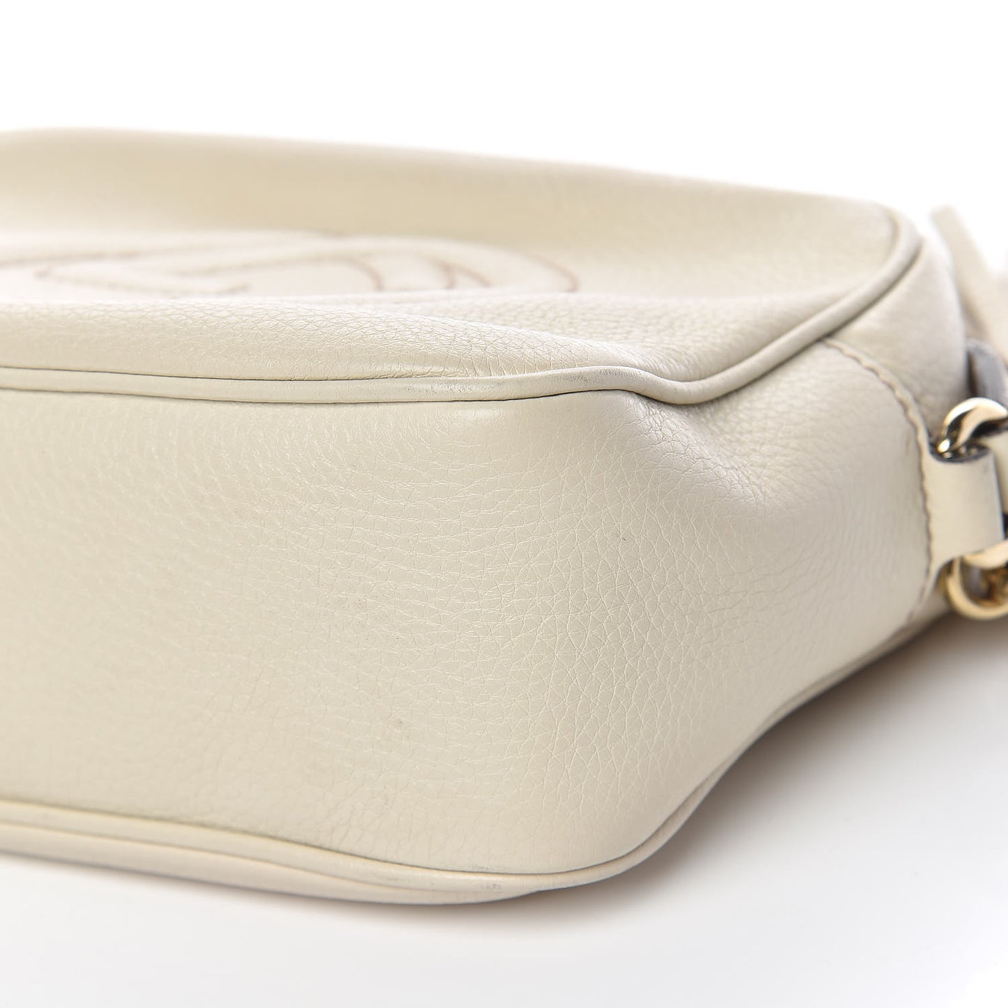Pebbled Calfskin Small Soho Disco Bag Off White
