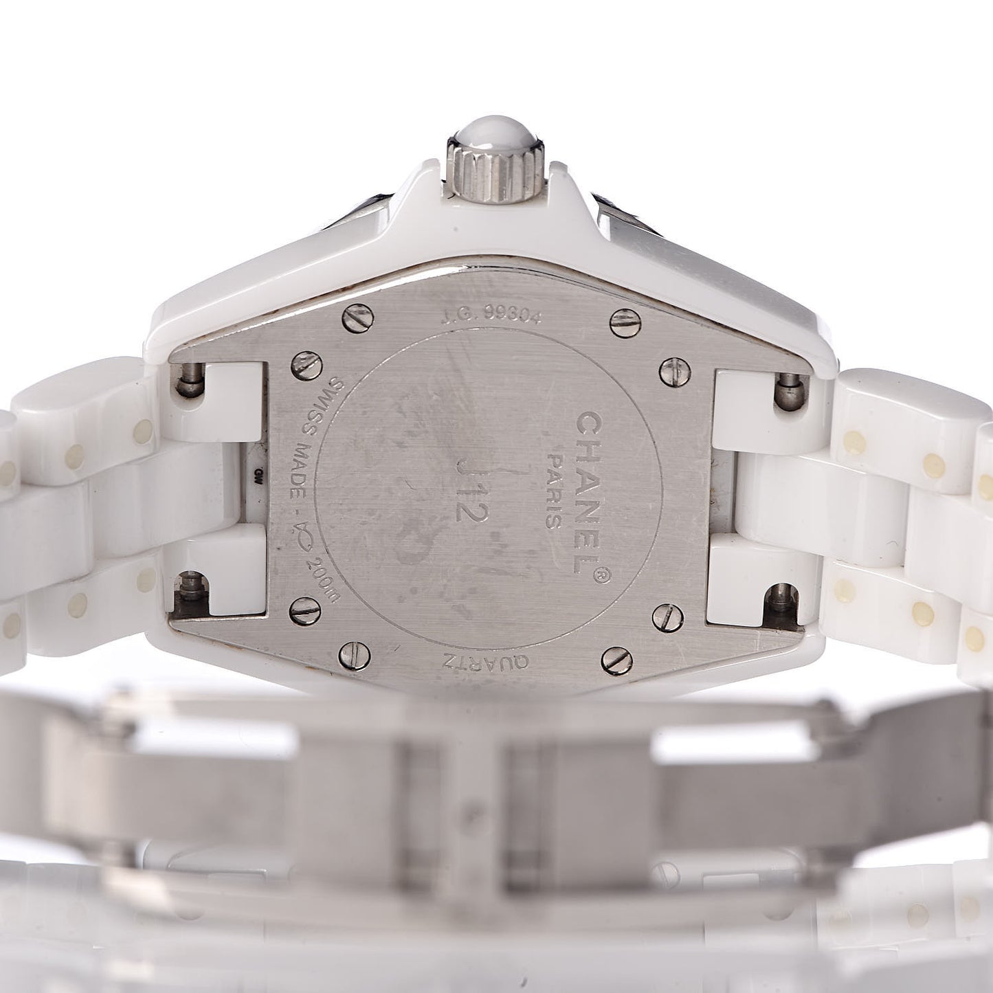 Stainless Steel Ceramic Diamond 33mm J12 Quartz Watch White