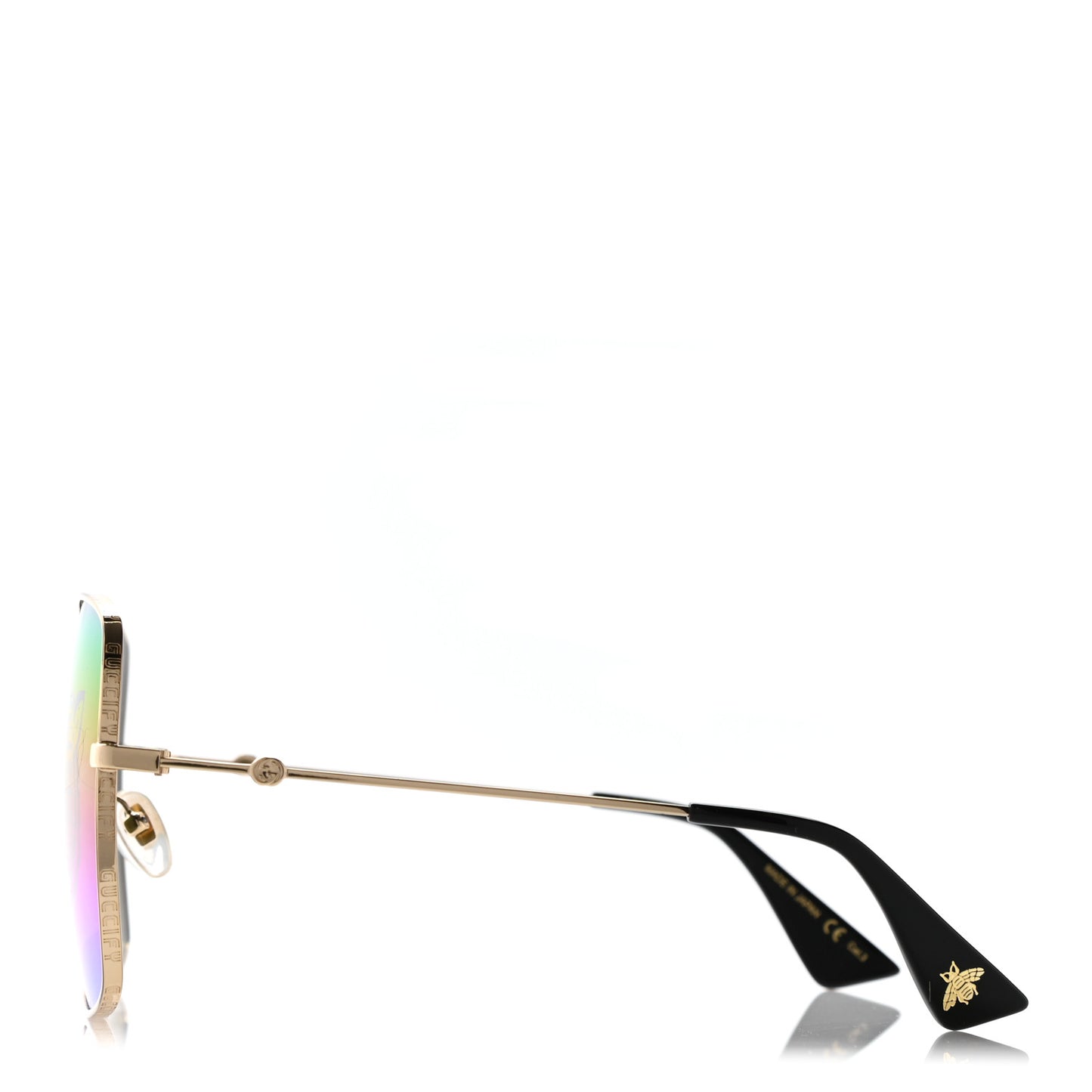 Metal Rectangular Frame Tiger Print Sunglasses GG0414S Gold