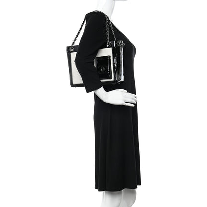 Chanel Patent Pony Hair Small Pocket Tote Black White 2 of 11