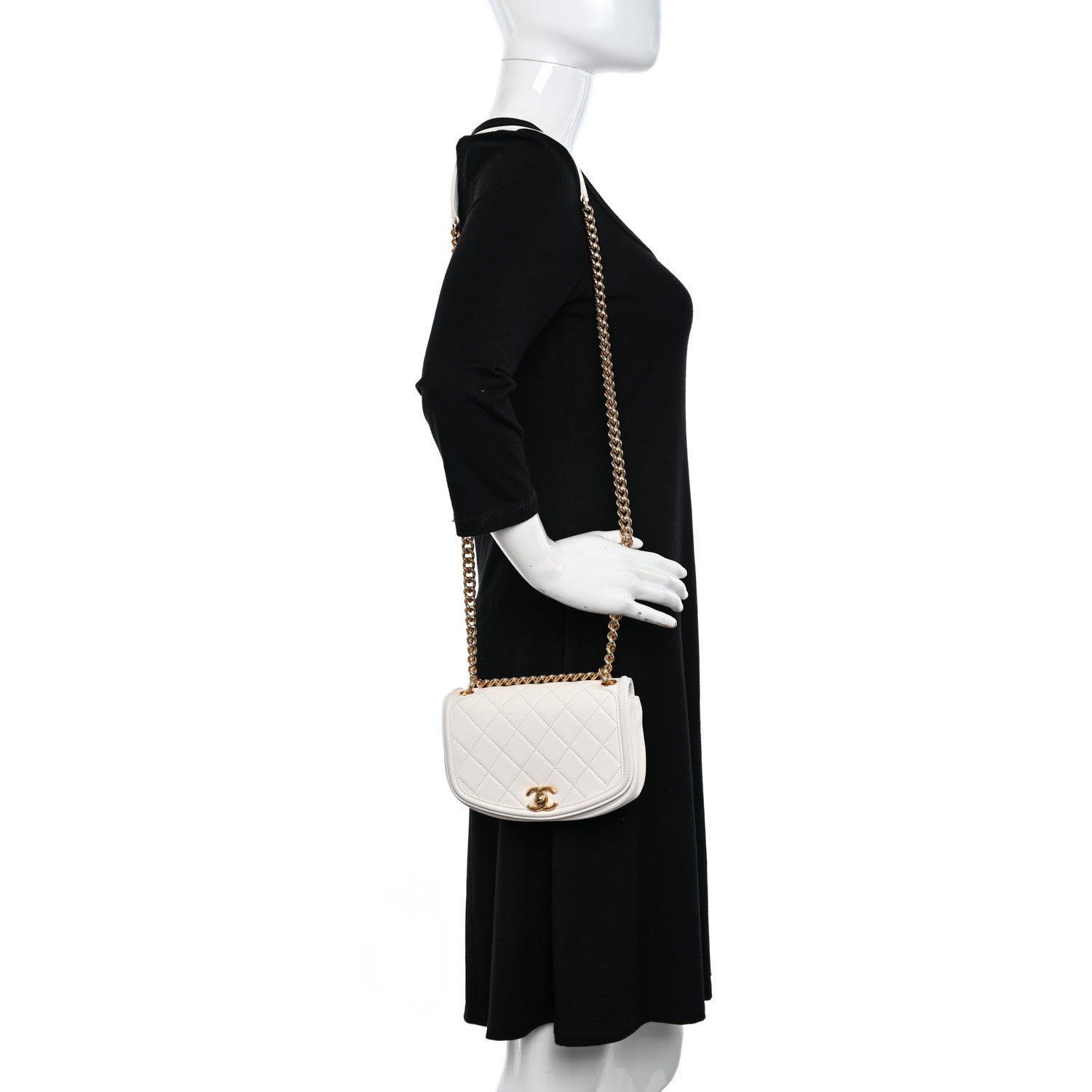Chanel Calfskin Quilted Small Underline Flap White 2 of 12