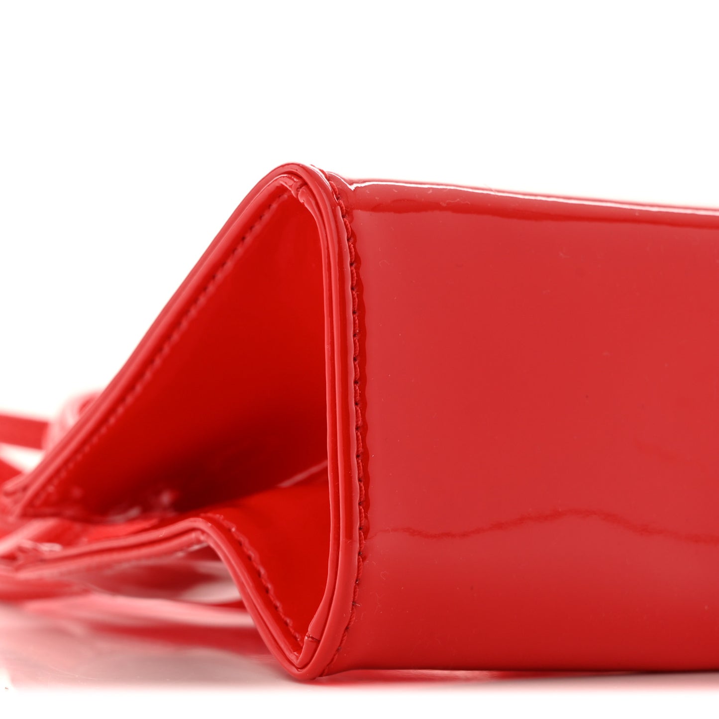 Patent Vegan Leather Small Shopping Bag Red