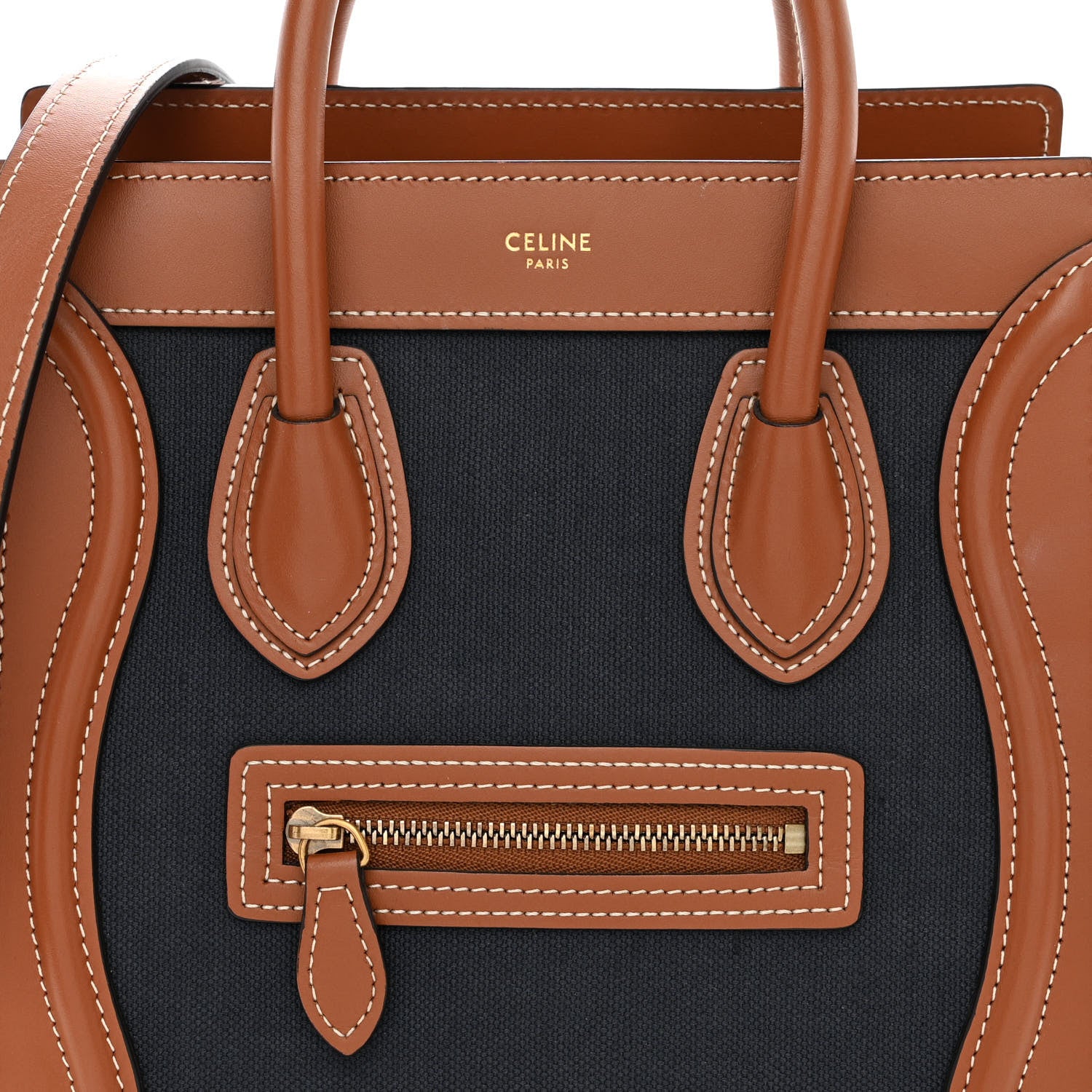 Celine Canvas Smooth Calfskin Nano Luggage Marine Tan 8 of 10