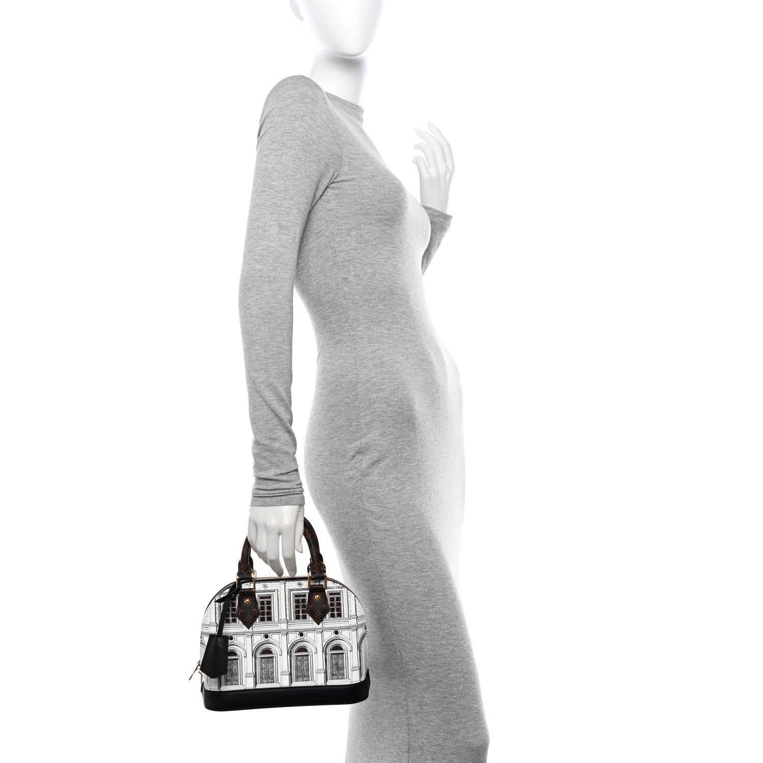 Louis Vuitton X FORNASETTI Calfskin Architettura Alma BB Black White 2 of 10