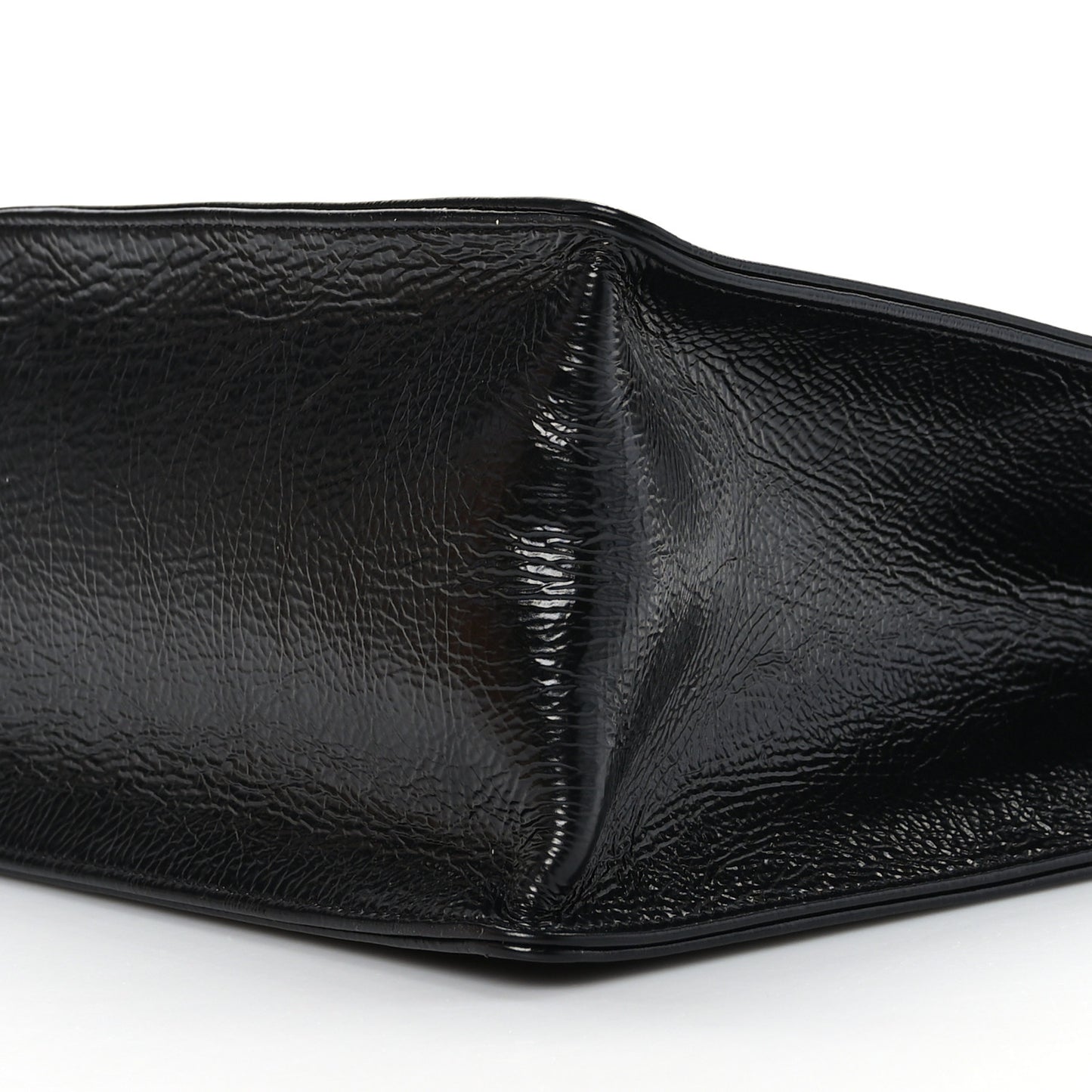 Shiny Aged Calfskin Shopping Bag Black