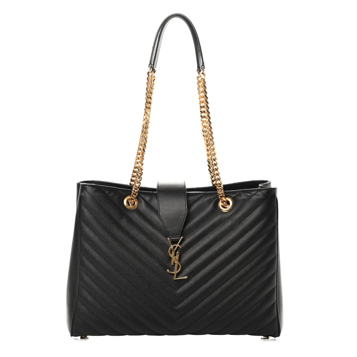 Grain De Poudre Matelasse Chevron Monogram Shopping Bag Black