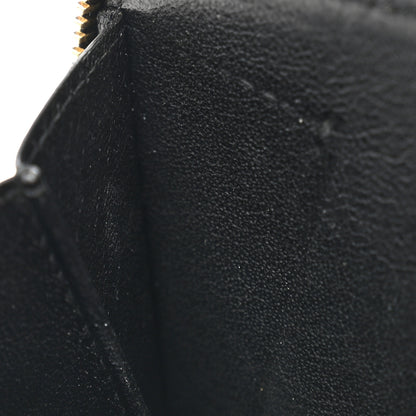 Saint Laurent Grain De Poudre Matelasse Chevron Monogram Compact Zip Around Wallet Black 8 of 10