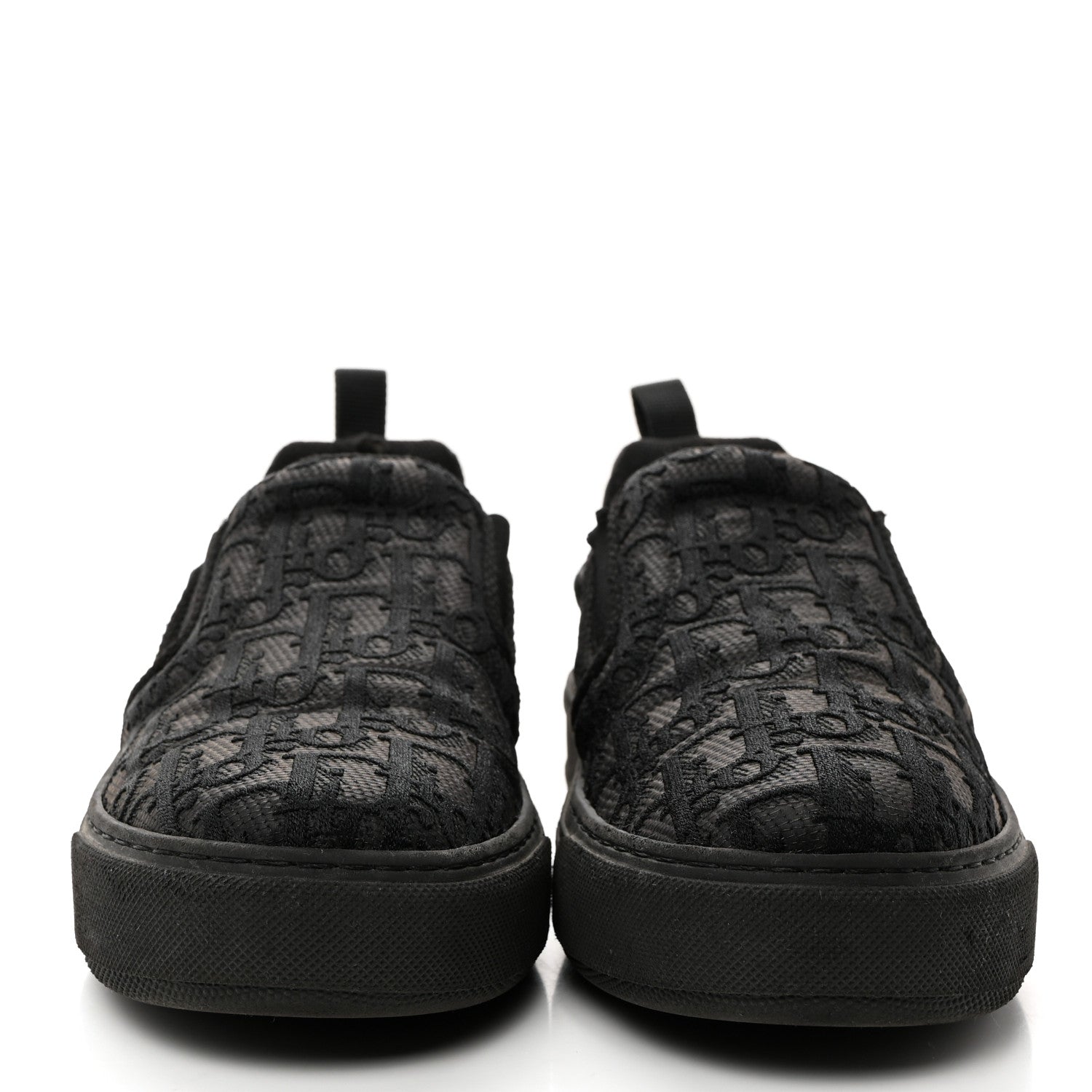 Christian Dior Shiny Technical Fabric Oblique Embroidered Womens Solar Slip On Sneakers 38.5 Black 2 of 9