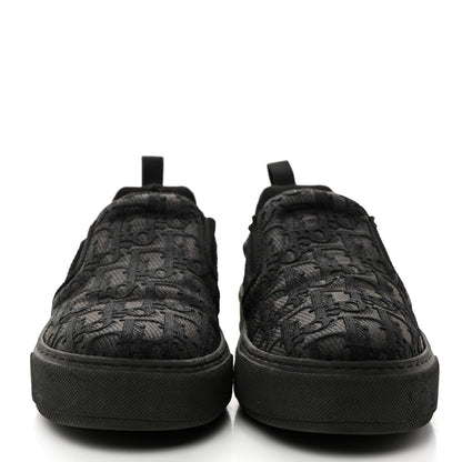 Christian Dior Shiny Technical Fabric Oblique Embroidered Womens Solar Slip On Sneakers 38.5 Black 2 of 9