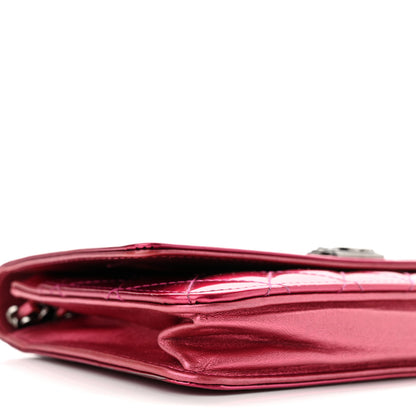 Chanel Metallic Patent Calfskin Quilted Boy Wallet On Chain WOC Fuchsia 9 of 11