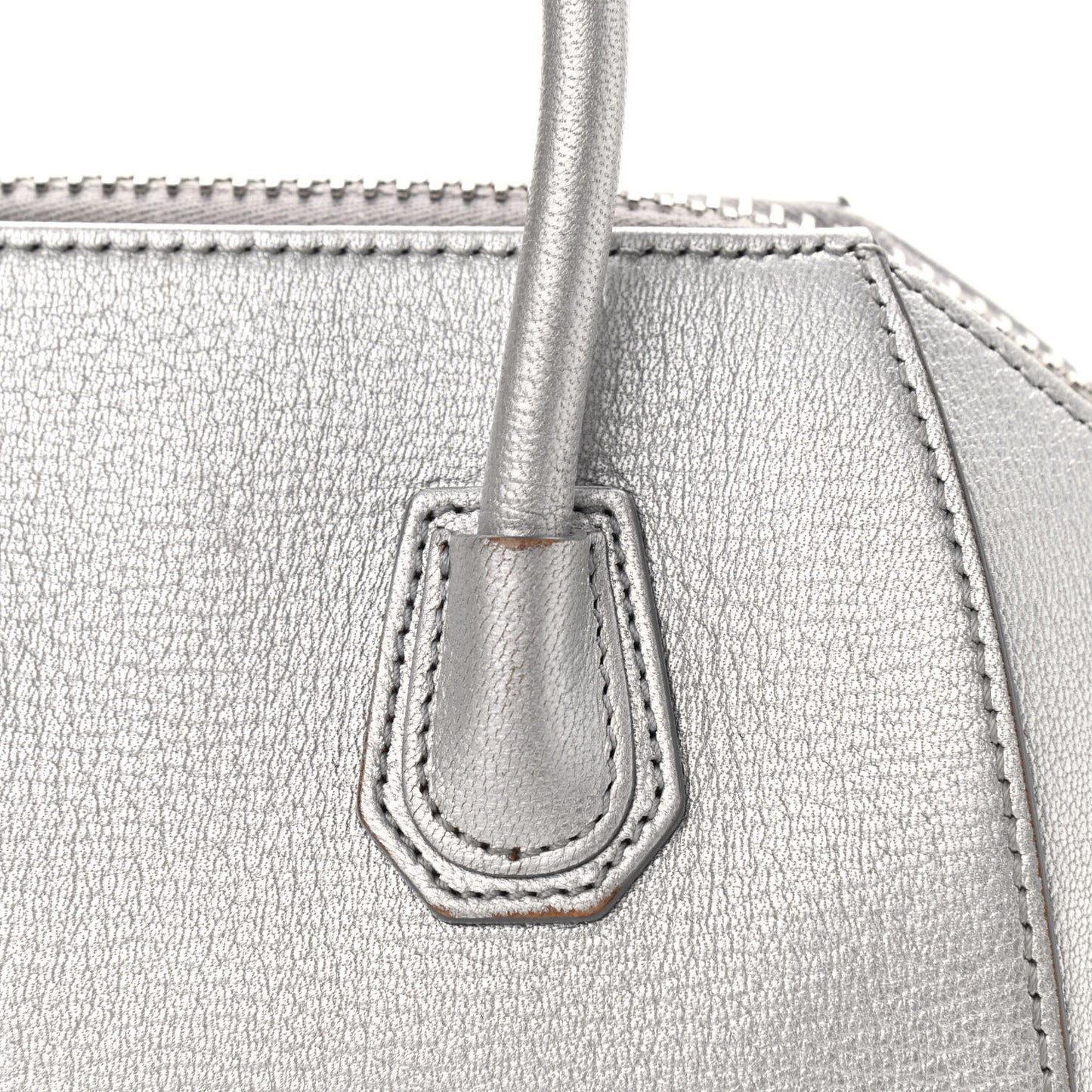 Metallic Sugar Goatskin Mini Antigona Silver
