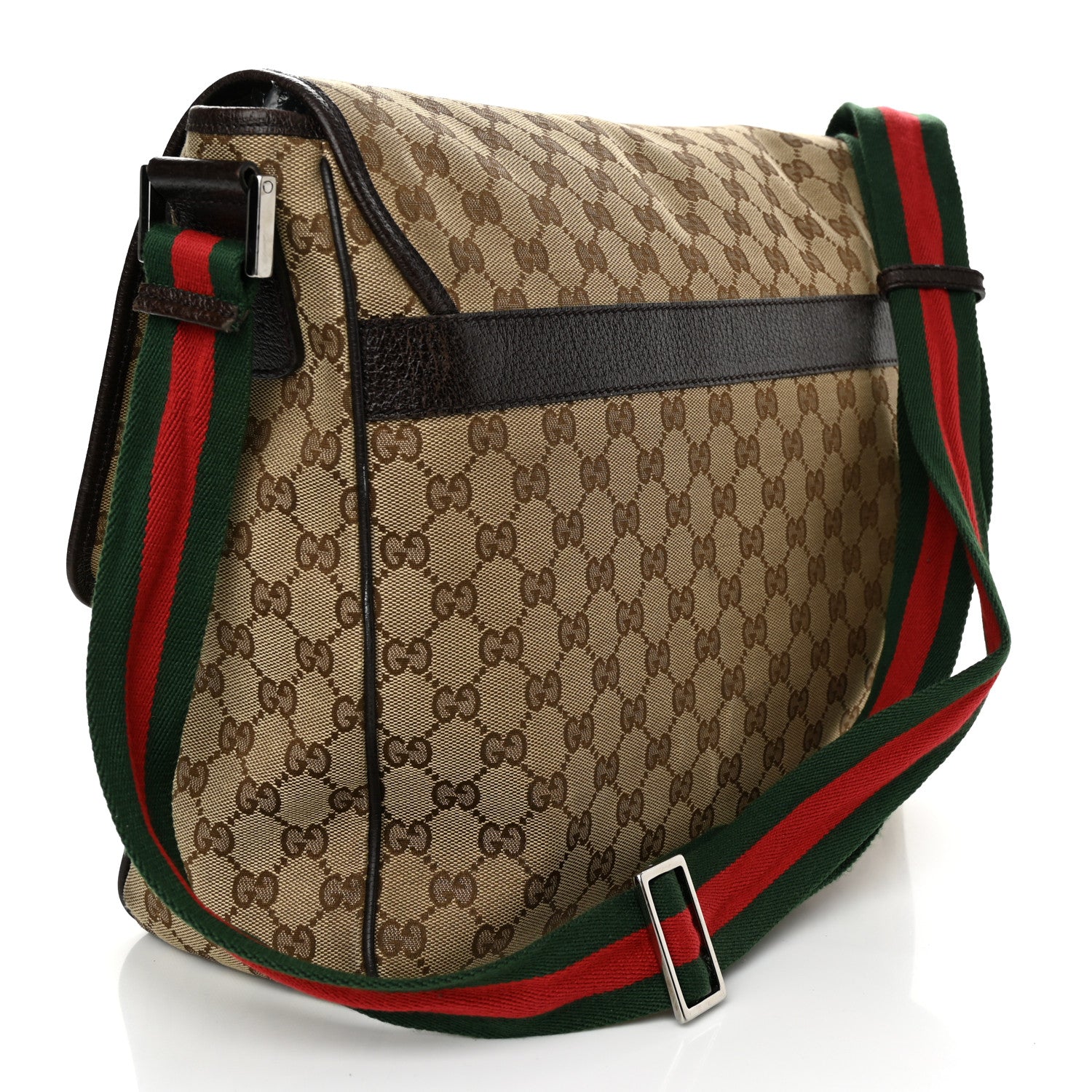 Gucci Monogram Web Medium Flap Messenger Beige Dark Brown 3 of 16