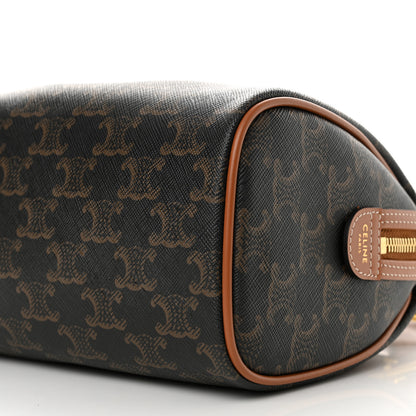 Celine Triomphe Canvas Calfskin Small Boston Bag Tan 11 of 11