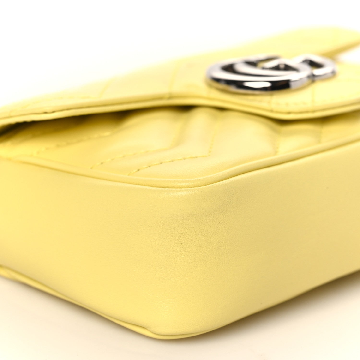 Gucci Calfskin Matelasse Super Mini GG Marmont Shoulder Bag Banana 8 of 9