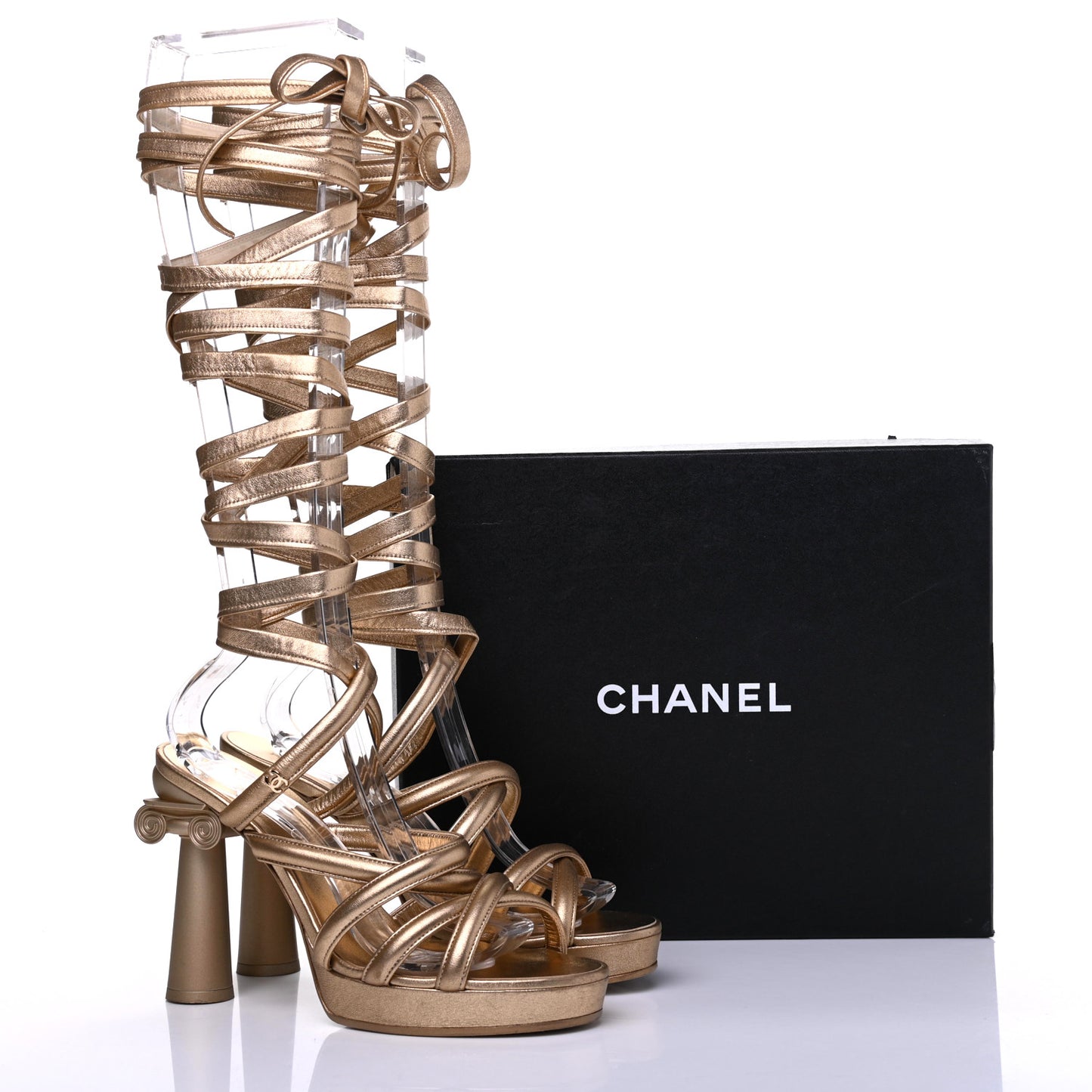 Laminated Lambskin Gladiator Sandals 39 Gold