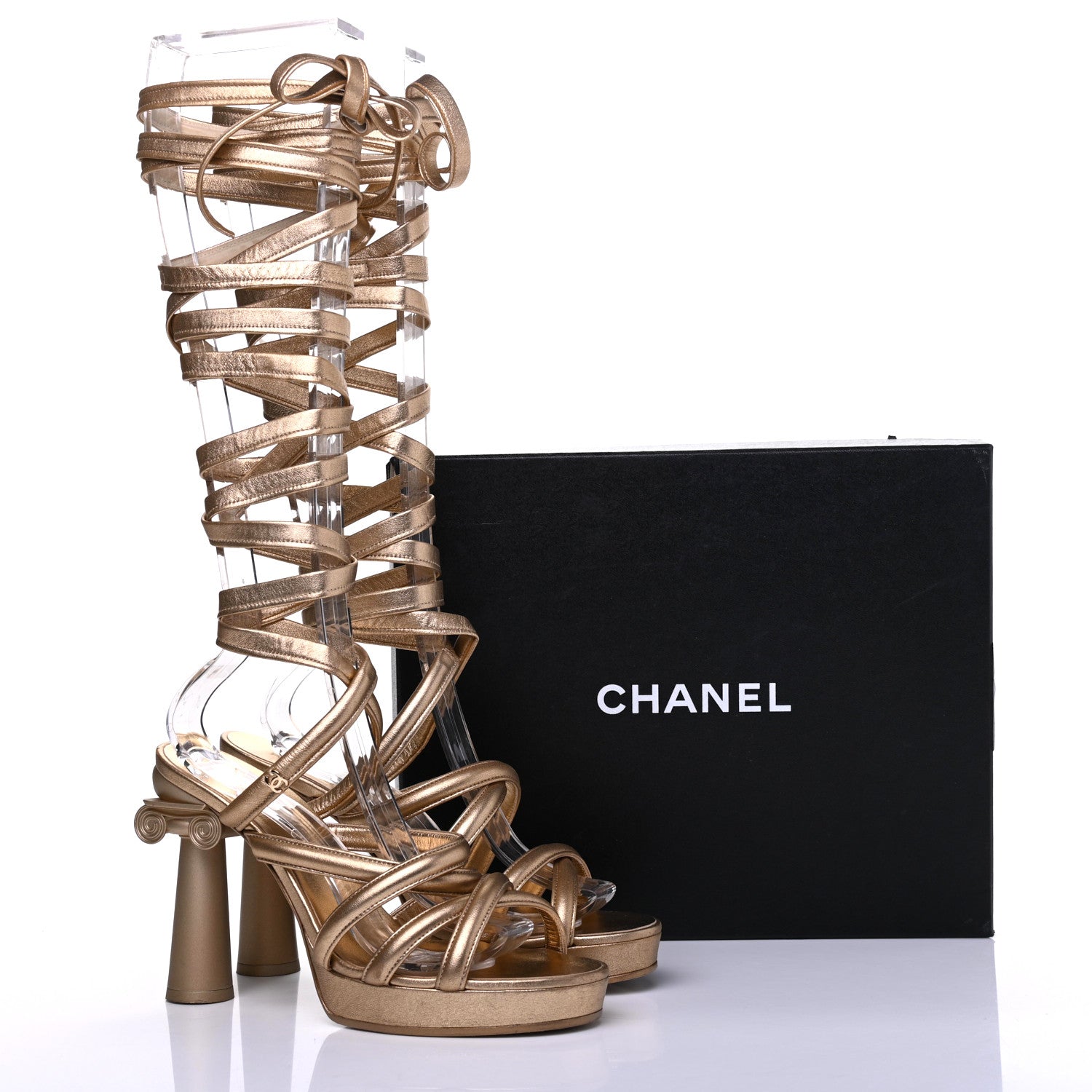 Chanel Laminated Lambskin Gladiator Sandals 39 Gold 12 of 12