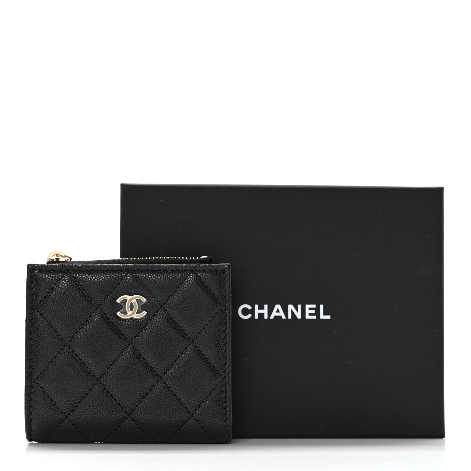 Chanel Caviar Quilted CC Zip Compact Wallet Black 10 of 10