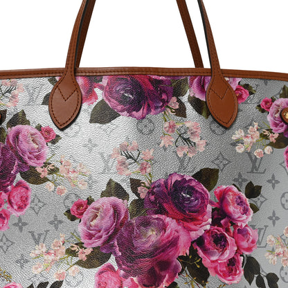 Louis Vuitton Metallic Monogram LV Garden Neverfull MM Silver 8 of 10
