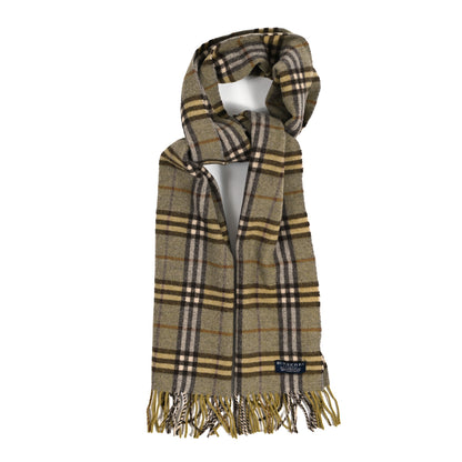 Burberry Lambswool Check Fringe Scarf Green 1 of 3