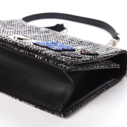 Christian Dior Tweed Embellished Diorama Flap Bag Black White 7 of 10