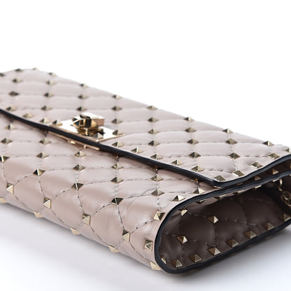 Valentino Garavani Lambskin Rockstud Spike Wallet on Chain Poudre 8 of 8