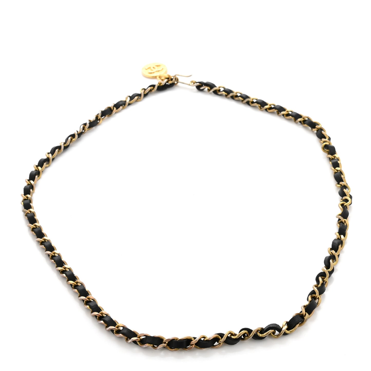 Lambskin Chain CC Medallion Belt Black Gold