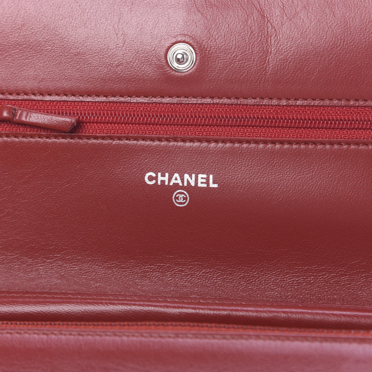 Chanel Lambskin Quilted Wallet On Chain WOC Red 6 of 12