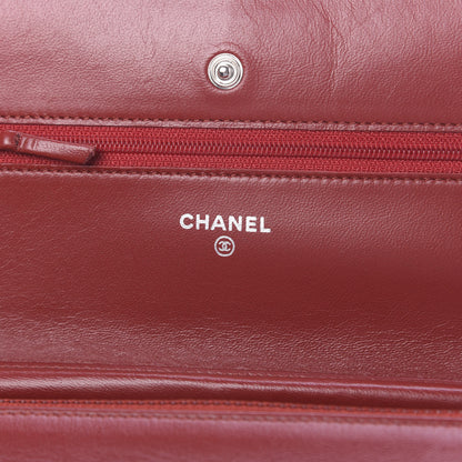 Chanel Lambskin Quilted Wallet On Chain WOC Red 6 of 12