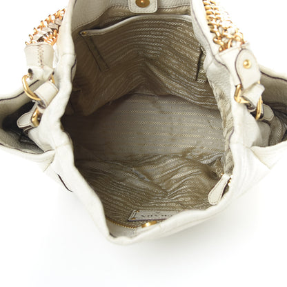 Prada Cervo Lux Chain Shoulder Bag Talco 5 of 20