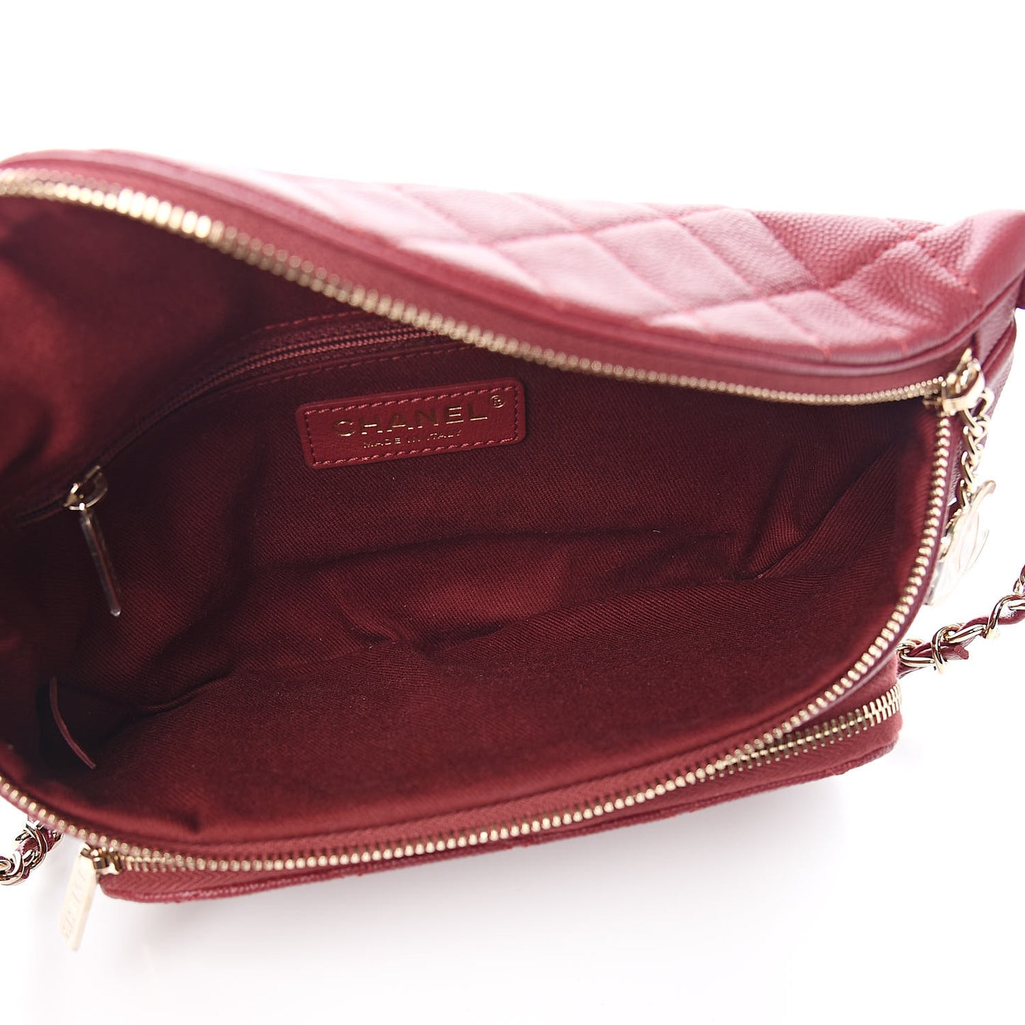 Caviar Quilted Business Affinity Waist Belt Bag Burgundy