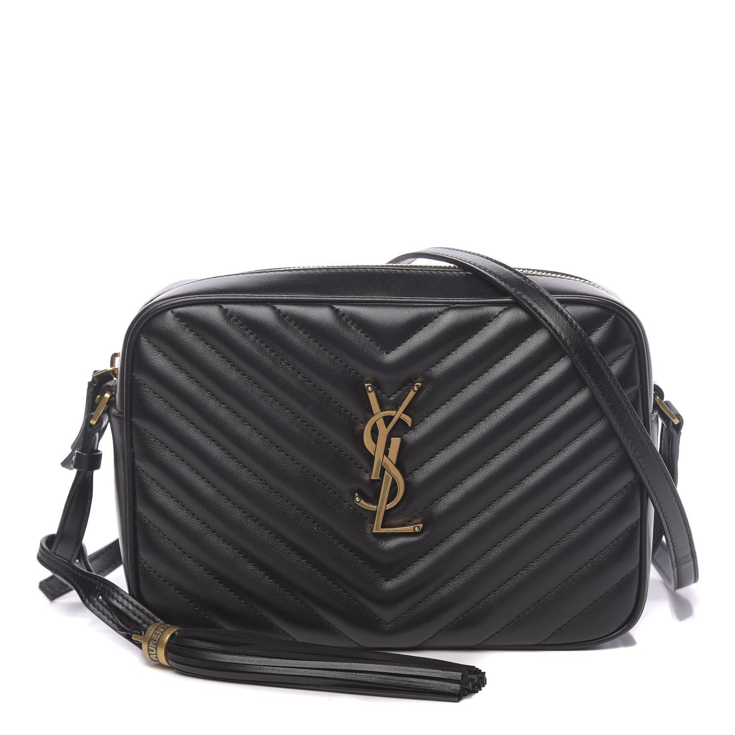 Saint Laurent Calfskin Matelasse Monogram Lou Camera Bag Black 2 of 16
