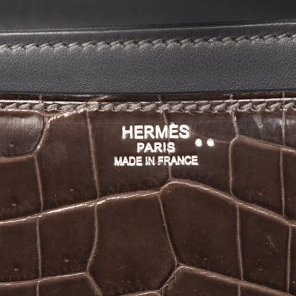 Hermes Shiny Niloticus Crocodile Constance Elan 25 Chocolate 6 of 9