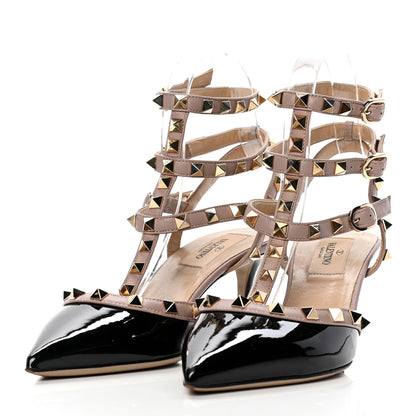 Valentino Garavani Patent Nappa Rockstud Ankle Strap 65mm Pumps 37 Black Poudre 3 of 9